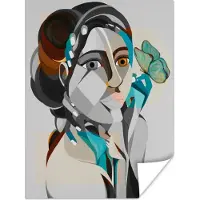 PosterMonkey Poster Vrouw - Vlinder - Grijs - Natuur - 30x40 cm