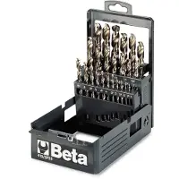 Beta Set spiraalboren, korte uitvoering HSS-CO 8% volledig geslepen (art. 415) in kistje 415/SP19 - 004150419