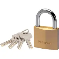 Masterlock 30mm thick solid brass body - 17mm hardened steel shackle, 5mm diam. - - 2930EURD