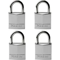 Masterlock 4 x 20mm - 12mm steel shackle, 4mm diam. - 3-pin cylinder - keyed alik - 629EURQ