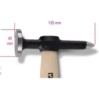Beta Uitdeukhamer met ronde vlakke baan en puntige pen, houten steel 1353 - 013530010