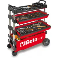 Beta C27S - Rood Inklapbare Mobiele gereedschapswagen | 2 laden - 027000203