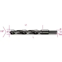 Beta Spiraalboren, korte uitvoering, schacht gereduceerd tot 13 mm HSS gewalst 410A 17,00 - 004100293