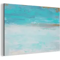 MuchoWow Wanddecoratie Metaal - Aluminium Schilderij Industrieel - Verf - Blauw - Wit - Kunst - 30x20 cm - Dibond - Foto op aluminium - Industriële muurdecoratie - Voor de woonkamer/slaapkamer