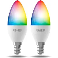 Calex Slimme Lamp - Set van 2 stuks - Wifi LED Verlichting - E14 - Smart Bulb - Dimbaar - RGB en Wit licht - 4.9W