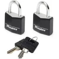 Masterlock 2 x 20mm | 11mm steel shackle, 3mm diam. | 3-pin cylinder | keyed alik | Zwart - 9120EURTBLK