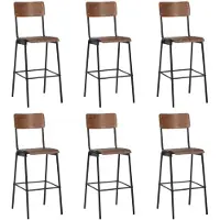 vidaXL Barstoelen 6 st massief multiplex staal