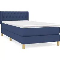 vidaXL Boxspringbed met matras, blauw, 90x190 cm, gestoffeerd