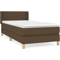 vidaXL Boxspring met matras stof donkerbruin 100x200 cm