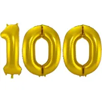 Folat Folie ballonnen - 100 jaar cijfer - goud - 86 cm - leeftijd feestartikelen - versiering