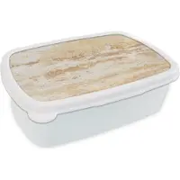 MuchoWow Broodtrommel Wit - Lunchbox - Brooddoos - Marmer - Zand - Textuur - 18x12x6 cm - Volwassenen