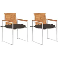vidaXL Tuinstoelen 2 st met kussens massief acaciahout en staal