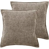 Tiseco Home Studio - Kussen DAMIAN (gevuld) - SET/2 - 100% polyester - met rits - hoes is wasbaar - voor bank, zetel, bed of stoel - Vierkant - 45x45 cm - Vintage Khaki