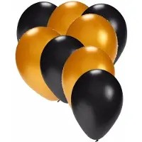 Folat - feest latex ballonnen - 50x stuks - zwart/goud - 27 cm