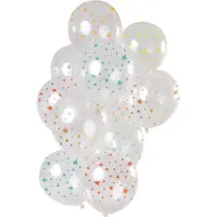 Folat - Ballonnen Sterren Meerkleurig Transparant 30cm - 12 stuks