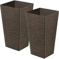 Prosperplast Plantenpot/bloempot - 2x - buiten - kunststof - donkerbruin - Eco wood look - D29 x H55 cm