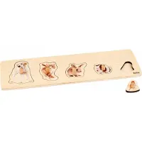 Nienhuis MONTESSORI Kinderpuzzel Huisdieren - Houten speelgoed - Houten puzzel - Educatief speelgoed - Houten dieren speelgoed - 5 stukjes - Vanaf 2 jaar