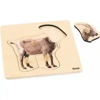 Nienhuis MONTESSORI Kinderpuzzel Geit - Houten speelgoed - Houten puzzel - Educatief speelgoed - Houten dieren speelgoed - 4 stukjes - Vanaf 2 jaar