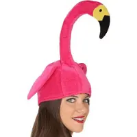 BigBuy Verkleed funny hoedje Flamingo kop - dier/vogel- volwassenen - Carnaval/Tropical/Hawaii thema