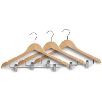 Zeller Houten kledinghangers met clips Zeller Present set van 3