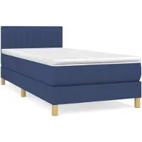 vidaXL Boxspringbed met matras, blauw, 90x190 cm, gestoffeerd