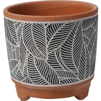 Massamarkt Bloempot Aardewerk 13,7x13,2cm Zwart-wit zwart-wit Massamarkt Bloempot