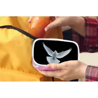 MuchoWow Broodtrommel Roze - Lunchbox - Brooddoos - Duif - Vogel - Zwart - Wit - Portret - 18x12x6 cm - Kinderen - Meisje