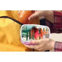MuchoWow Broodtrommel Roze - Lunchbox - Brooddoos - Olieverf - Schilderij - Abstract - 18x12x6 cm - Kinderen - Meisje