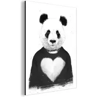 MuchoWow Wanddecoratie Metaal - Aluminium Schilderij Industrieel - Panda - Hartje - Trui - Dieren - 120x160 cm - Dibond - Foto op aluminium - Industriële muurdecoratie - Voor de woonkamer/slaapkamer