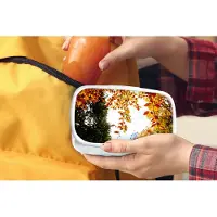 MuchoWow Broodtrommel Wit - Lunchbox - Brooddoos - Herfst - Bladeren - Natuur - 18x12x6 cm - Volwassenen