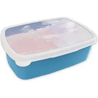 MuchoWow Broodtrommel Blauw - Lunchbox - Brooddoos - Pastel - Design - Verf - 18x12x6 cm - Kinderen - Jongen