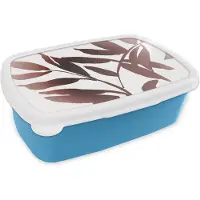 MuchoWow Broodtrommel Blauw - Lunchbox - Brooddoos - Bladeren - Design - Abstract - 18x12x6 cm - Kinderen - Jongen