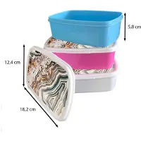 MuchoWow Broodtrommel Blauw - Lunchbox - Brooddoos - Edelsteen - Marmer - Natuur - Abstract - 18x12x6 cm - Kinderen - Jongen