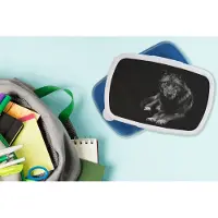 MuchoWow Broodtrommel Blauw - Lunchbox - Brooddoos - Dieren - Wolf - Zwart - Wit - Portret - 18x12x6 cm - Kinderen - Jongen