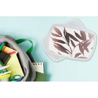 MuchoWow Broodtrommel Wit - Lunchbox - Brooddoos - Bladeren - Design - Abstract - 18x12x6 cm - Volwassenen