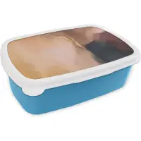 MuchoWow Broodtrommel Blauw - Lunchbox - Brooddoos - Abstract - Verf - Pastel - 18x12x6 cm - Kinderen - Jongen