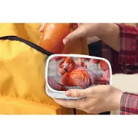 MuchoWow Broodtrommel Wit - Lunchbox - Brooddoos - Flamingo - Vogel - Dieren - Roze - 18x12x6 cm - Volwassenen