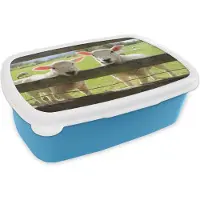 MuchoWow Broodtrommel Blauw - Lunchbox - Brooddoos - Schapen - Dieren - Boerderij - 18x12x6 cm - Kinderen - Jongen