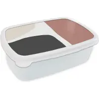 MuchoWow Broodtrommel Wit - Lunchbox - Brooddoos - Pastel - Abstract - Design - 18x12x6 cm - Volwassenen