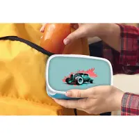 MuchoWow Broodtrommel Blauw - Lunchbox - Brooddoos - Auto - Vintage - Verf - Groen - 18x12x6 cm - Kinderen - Jongen