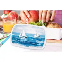 MuchoWow Broodtrommel Wit - Lunchbox - Brooddoos - Schilderij - Olieverf - Boot - Water - 18x12x6 cm - Volwassenen