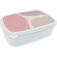 MuchoWow Broodtrommel Wit - Lunchbox - Brooddoos - Design - Pastel - Minimalisme - 18x12x6 cm - Volwassenen