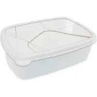 MuchoWow Broodtrommel Wit - Lunchbox - Brooddoos - Abstract - Minimalisme - Line art - 18x12x6 cm - Volwassenen