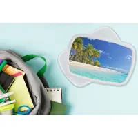 MuchoWow Broodtrommel Wit - Lunchbox - Brooddoos - Strand - Zee - Palmboom - Zon - Zomer - 18x12x6 cm - Volwassenen