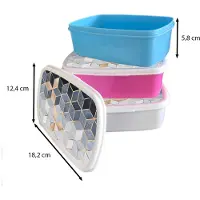 MuchoWow Broodtrommel Wit - Lunchbox - Brooddoos - Kubus - Goud - Luxe - Patronen - 18x12x6 cm - Volwassenen