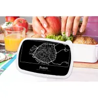 MuchoWow Broodtrommel Wit - Lunchbox - Brooddoos - Parijs - Plattegrond - Kaart - Stadskaart - 18x12x6 cm - Volwassenen
