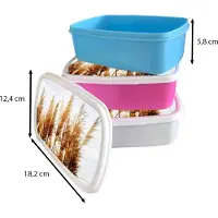 MuchoWow Broodtrommel Roze - Lunchbox - Brooddoos - Pampasgras - Zon - Gras - 18x12x6 cm - Kinderen - Meisje