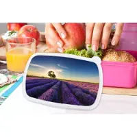 MuchoWow Broodtrommel Roze - Lunchbox - Brooddoos - Lavendel - Zon - Boom - Bloemen - Paars - 18x12x6 cm - Kinderen - Meisje