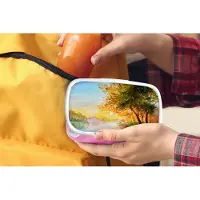 MuchoWow Broodtrommel Roze - Lunchbox - Brooddoos - Natuur - Schilderij - Boom - Water - 18x12x6 cm - Kinderen - Meisje