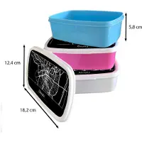 MuchoWow Broodtrommel Blauw - Lunchbox - Brooddoos - Plattegrond - Kaart - Osaka - Stadskaart - 18x12x6 cm - Kinderen - Jongen